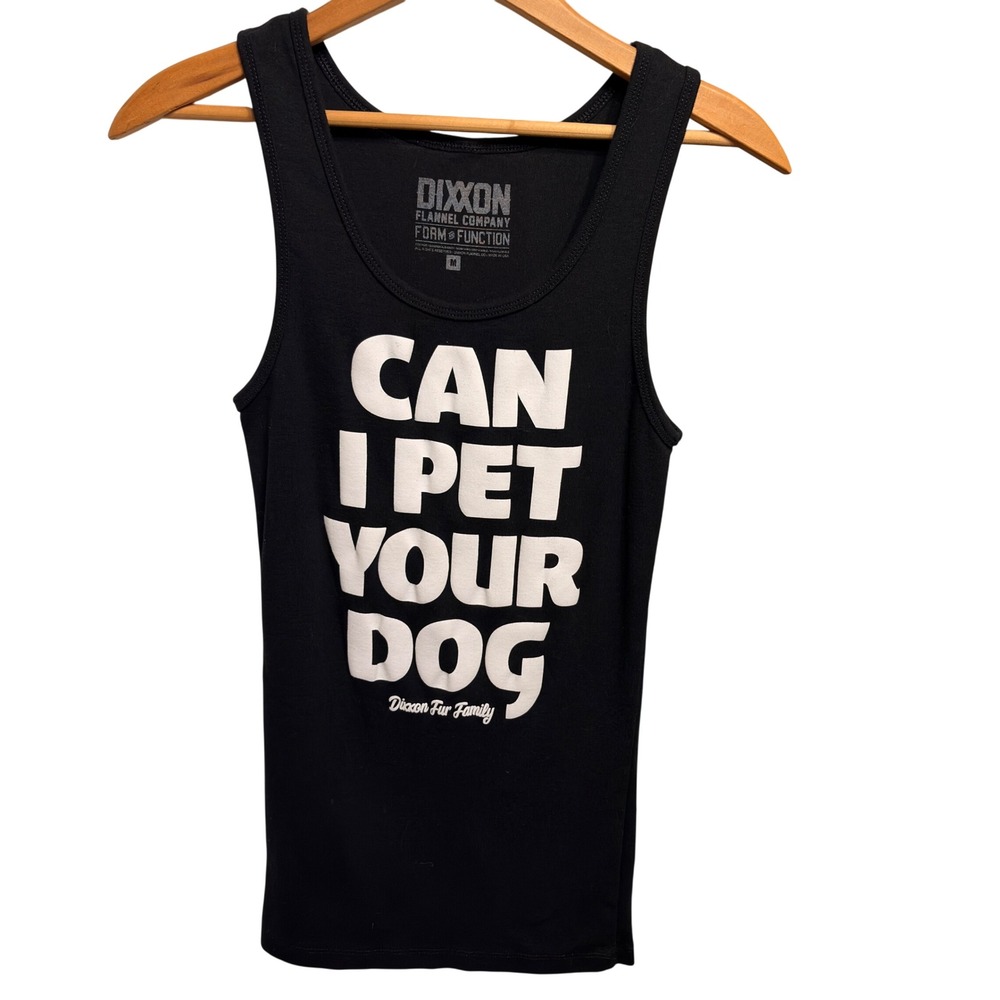 Dixxon‎ Tank Top Women's M Black Graphic Dog Lover Ribbed Sleeveless Scoop Neck - Picture 3 of 7